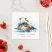 Chique Waterverf Seascape Palm Tree Island bruilof Servet (Insitu)