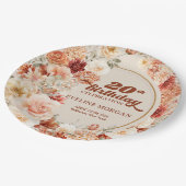 Chique waterverf terracotta bordeaux 20e verjaarda papieren bordje (Gekanteld)