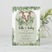 Chique Waterverf tropisch groen schattige olifant Kaart (Staand voorkant)