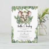 Chique Waterverf tropisch groen schattige olifant Kaart (Staand voorkant)