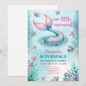 Chique waterverf turquoise zeemeermin staart verja kaart (Voorkant / Achterkant)