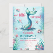 Chique waterverf turquoise zeemeermin staart verja kaart (Voorkant)