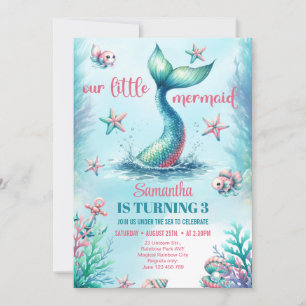 Chique waterverf turquoise zeemeermin staart verja kaart