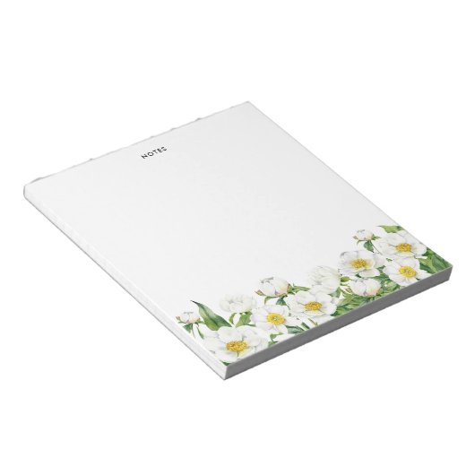 Chique Waterverf White Spring Flowers gepersonalis Notitieblok (Schuin)