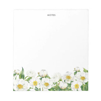 Chique Waterverf White Spring Flowers gepersonalis Notitieblok