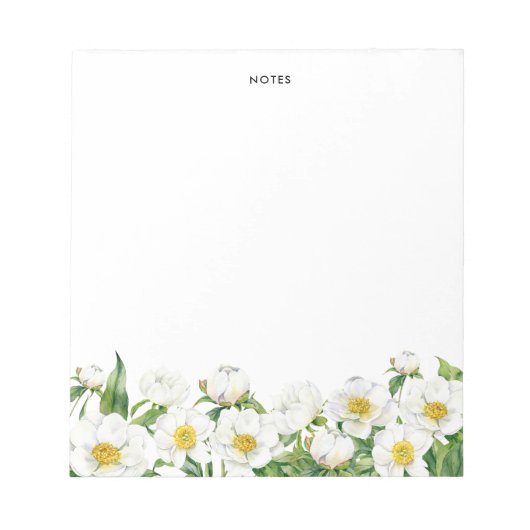 Chique Waterverf White Spring Flowers gepersonalis Notitieblok (Voorkant)