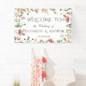 Chique Waterverf Wilde Bloemen Bruiloft Spandoek (Insitu)