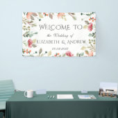 Chique Waterverf Wilde Bloemen Bruiloft Spandoek (Beurs)
