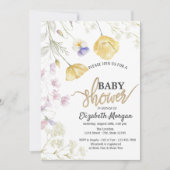 Chique Waterverf Wildflower Botanisch Baby shower Kaart (Voorkant)