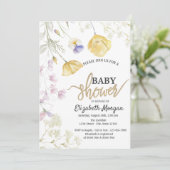 Chique Waterverf Wildflower Botanisch Baby shower Kaart (Staand voorkant)