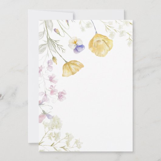 Chique Waterverf Wildflower Botanisch Baby shower Kaart (Achterkant)