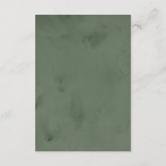 Chique Waterverf Wintergroen Bruiloft Details Informatiekaartje (Achterkant)