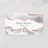 Chique Waterverf Wit en Roos Gouden Agaat QR Code Visitekaartje (Voorkant)