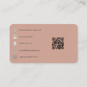 Chique Waterverf Wit en Roos Gouden Agaat QR Code Visitekaartje (Achterkant)