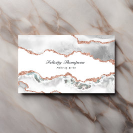 Chique Waterverf Wit en Roos Gouden Agaat QR Code Visitekaartje
