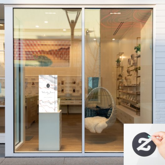 Chique Waterverf Wit en Roze Goud Agate Zakelijk Raamsticker (Winkelraam)