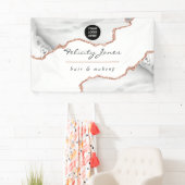 Chique Waterverf Wit en Roze Goud Agate Zakelijk Spandoek (Insitu)