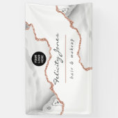 Chique Waterverf Wit en Roze Goud Agate Zakelijk Spandoek (Verticaal)