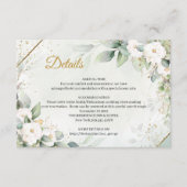 Chique waterverf witte bloempjes eucalyptus goud informatiekaartje (Voorkant)