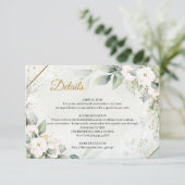 Chique waterverf witte bloempjes eucalyptus goud informatiekaartje (Staand voorkant)
