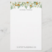 Chique Waterverf Witte Orchideeën Kumquats Geperso Briefpapier (Voorkant)