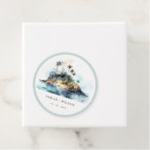 Chique Waterverf Zeelandschap Palmboom Eiland Brui Bedankjes Labels (In situ)