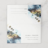 Chique Waterverf Zeelandschap Palmboom Eiland Brui Plaatskaartje (Buitenkant ongevouwen)