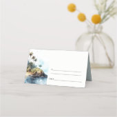 Chique Waterverf Zeelandschap Palmboom Eiland Brui Plaatskaartje (Achterkant)