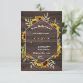 Chique Waterverf Zonnebloemen Oude Schuur Bruiloft RSVP Kaartje (Staand voorkant)