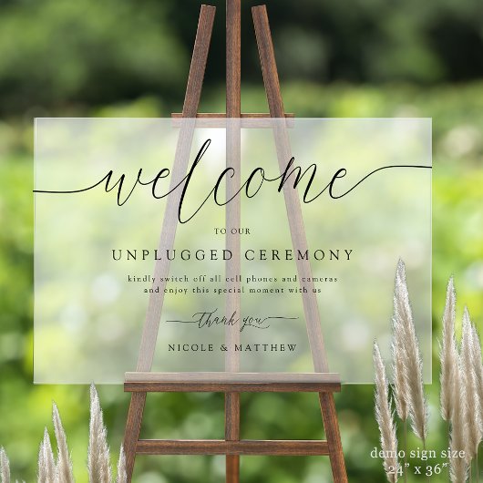 Chique Welkom bij Unplugged Wedding Ceremony Frost Acryl Bord