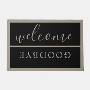 Chique Welkom Calligrafie Typografie Zwart Grijs Deurmat