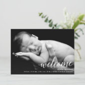 Chique welkom kalligrafie script geboorte aankondi aankondiging (Staand voorkant)