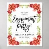 Chique welkomstbord voor verlovingsfeest | Rozen Poster (Voorkant)