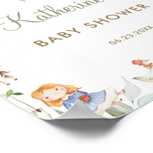 Chique Welkomstekst voor Babyfeestje met Nursery R Poster (Hoek)