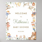 Chique Welkomstekst voor Babyfeestje met Nursery R Poster (Voorkant)