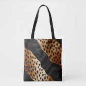 Chique Western Zwart Bruin Koeienhuid Tote Bag (Voorkant)