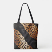 Chique Western Zwart Bruin Koeienhuid Tote Bag (Achterkant)