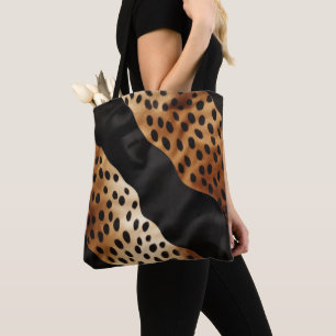 Chique Western Zwart Bruin Koeienhuid Tote Bag