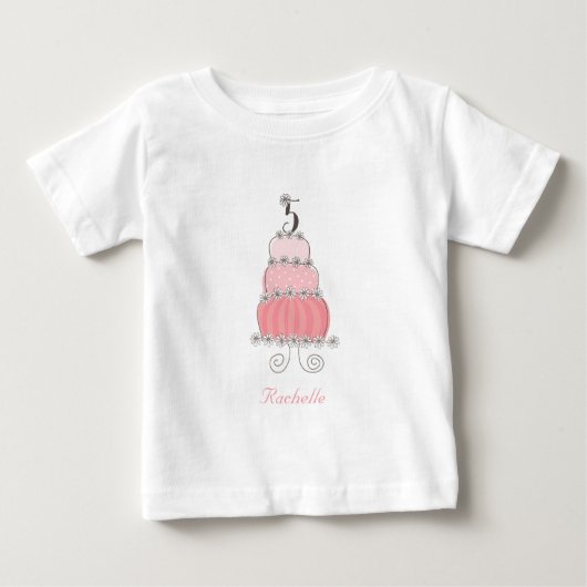 Chique Whimsical Roze Taart Meisje 5e Verjaardagsf (Voorkant)
