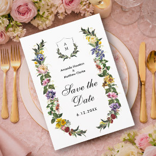 Chique Whimsical Vintage Bloemendecor Hoofdletter Save The Date