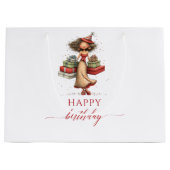 Chique Whimsical Vrouw Dieprode Script cadeautasba Groot Cadeauzakje (Voorkant)