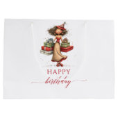 Chique Whimsical Vrouw Dieprode Script cadeautasba Groot Cadeauzakje (Achterkant)