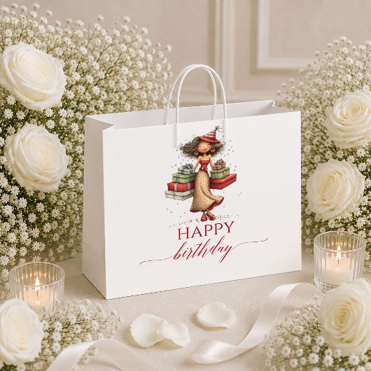 Chique Whimsical Vrouw Dieprode Script cadeautasba Groot Cadeauzakje
