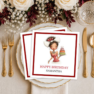 Chique Whimsical Vrouw Dieprode Script Servetten