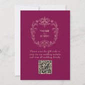 Chique Wijn Beige Oud Geld Luxe QR Code Trouwen Kaart (Achterkant)