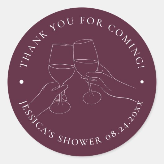 Chique wijn bruiloftsfeest ronde sticker (Voorkant)