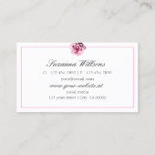 Chique Wijn Rood en Wit Roze Roos met Initialen Visitekaartje (Achterkant)