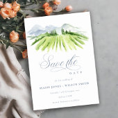 Chique wijngaard Berg Dusky Blauw Grijs Save The Date