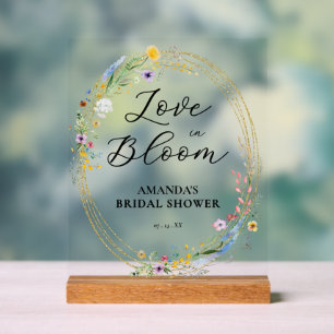 Chique Wilde Bloemen Bruiloftsontvangst Acryl Bord