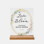 Chique Wilde Bloemen Bruiloftsontvangst Acryl Bord (Voorkant)